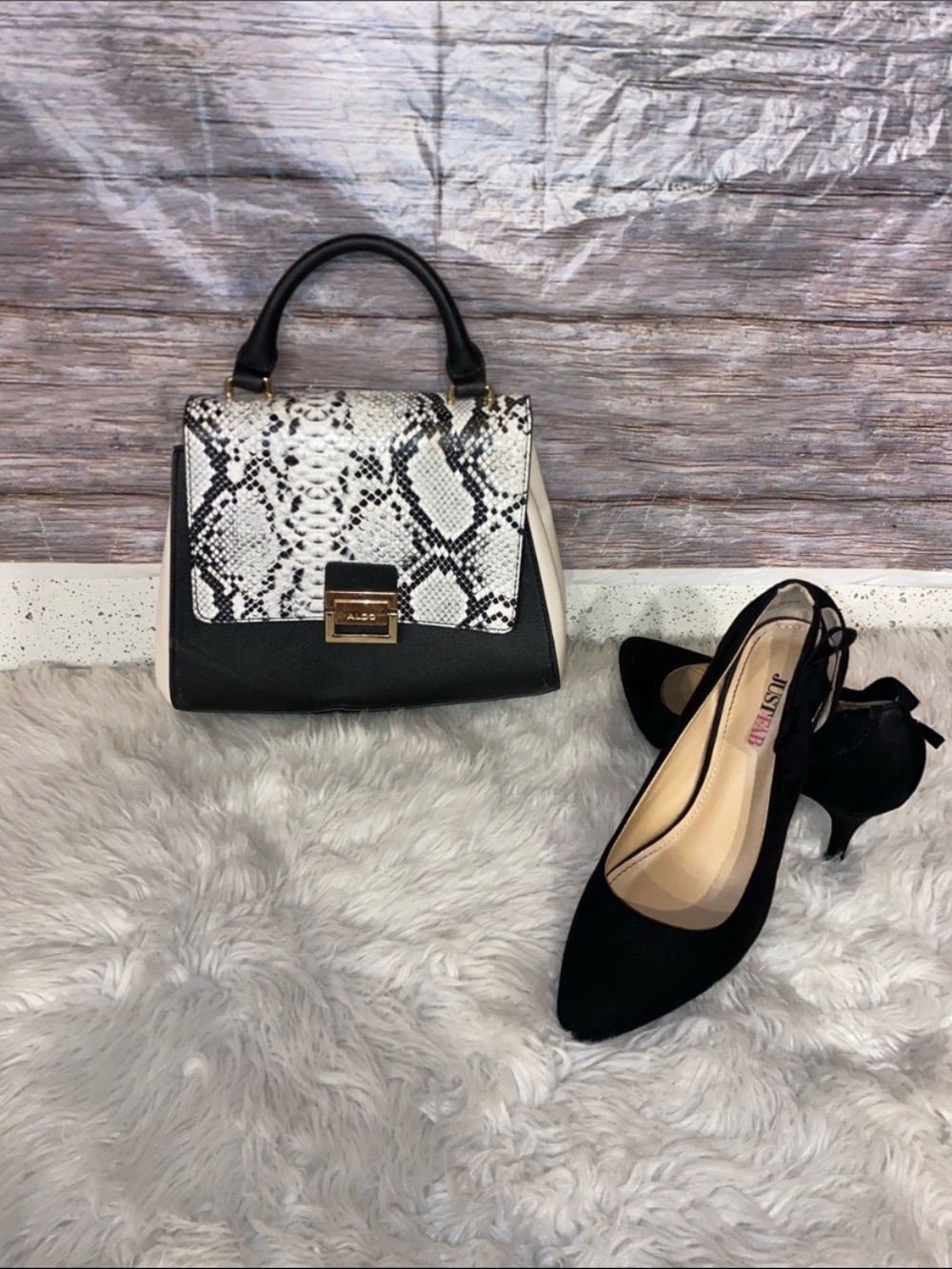 Aldo Snakeskin Print Top-Handle Purse